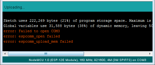 error "espcomm_open failed"
